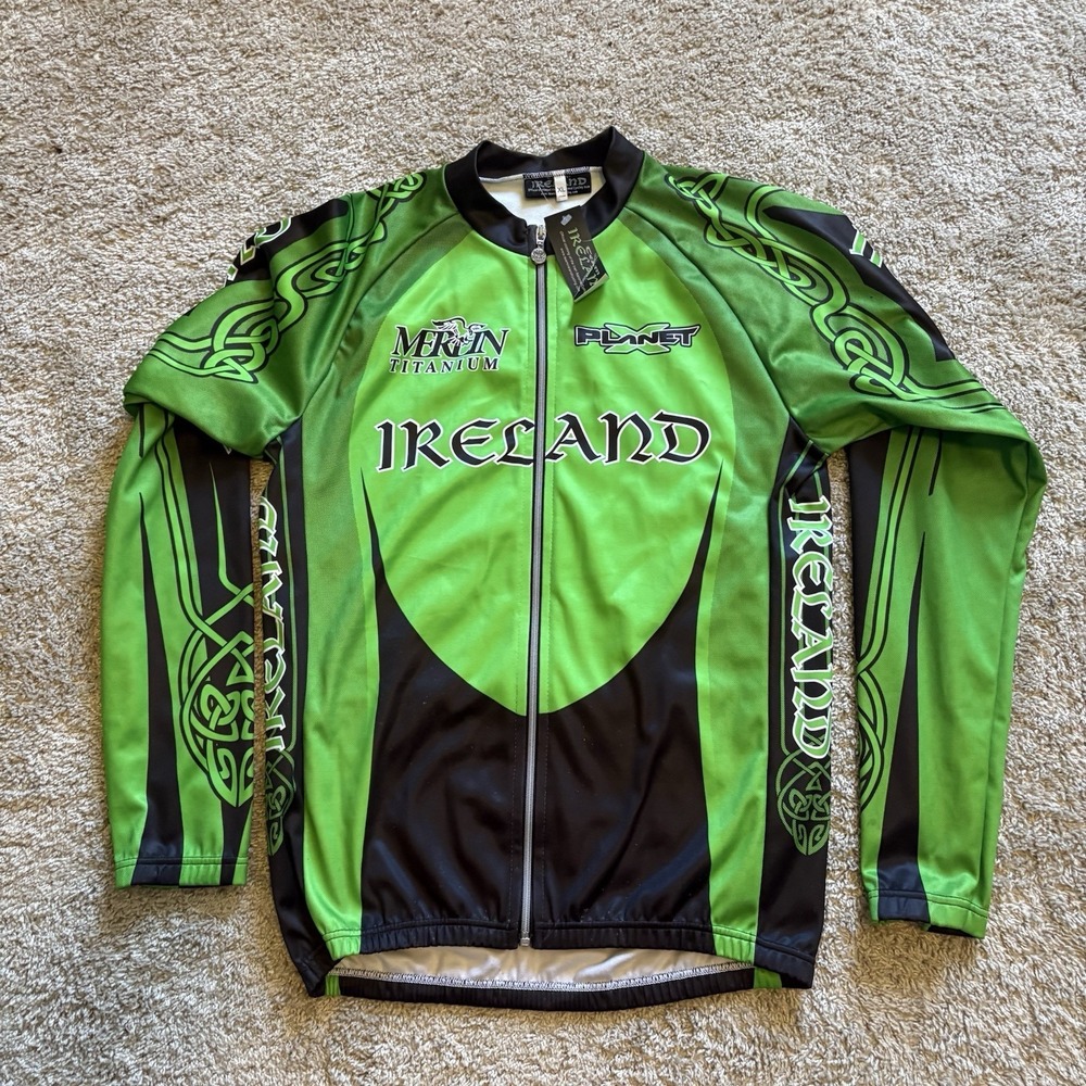 Official Ireland Cycling Jacket Men's‎ Wind Tex Thermal Full Zip Green Black
